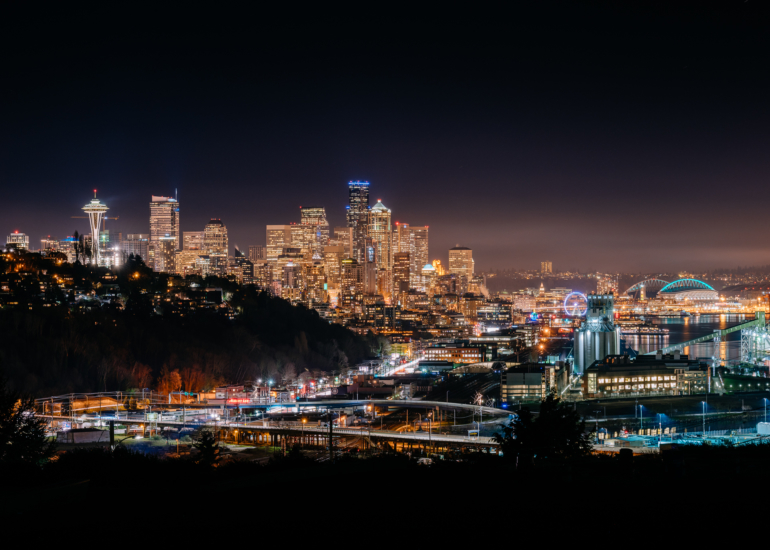 Seattle at night from Ella Bailey Park