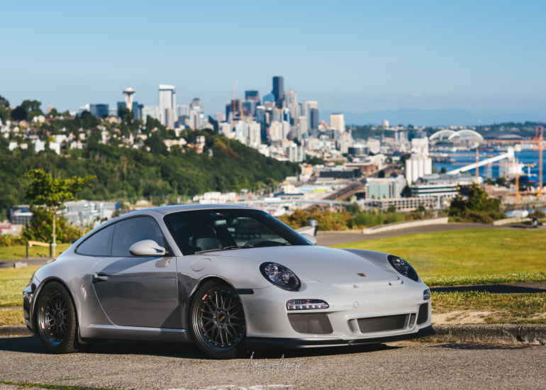 Rheena's Porsche 911 overlooking Seattle