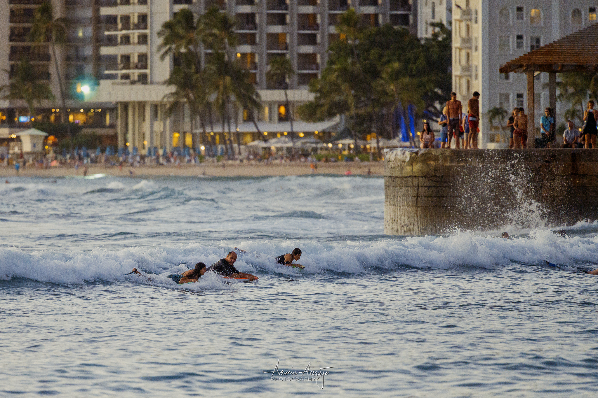 Surfers at Waikiki, Nikon Z7 with Nikon 300mm f/4G PF VR, ISO 5000