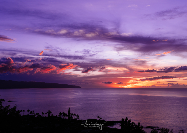 Purple sunset over Waimea Bay with the Nikon Z7