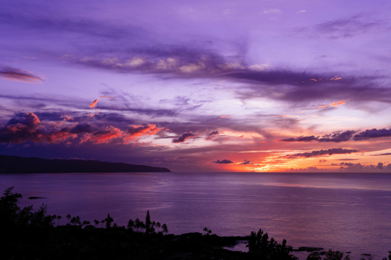 Sunset over the North Shore of Oahu, Hawaii