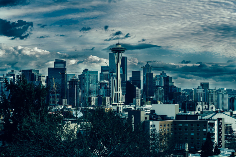 Moody Seattle Skyline from Kerry Park