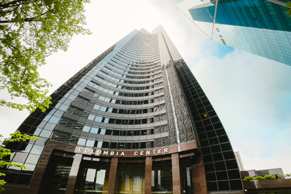 Looking up at the Columbia Center