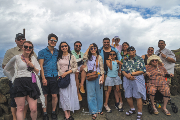 Family and friends at Kahauloa Cove